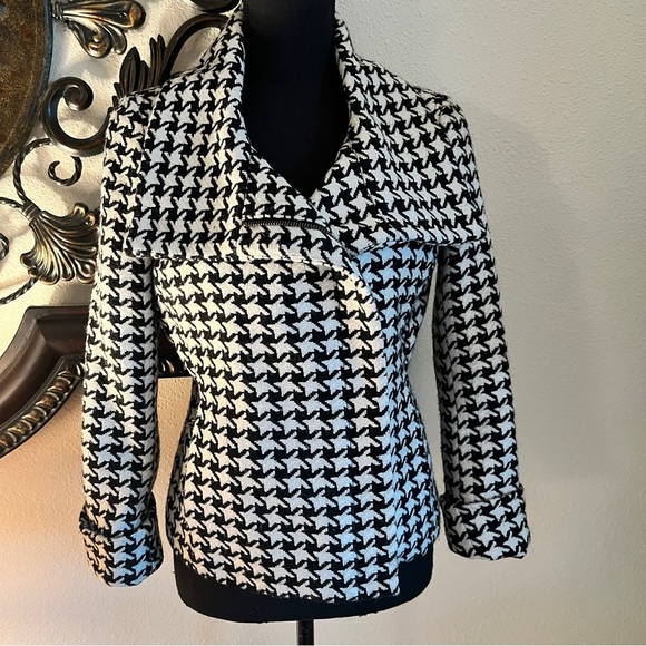 Talbots Women’s Black White Houndstooth Wool Blend Blazer Coat Jacket 6P - Picture 6 of 16